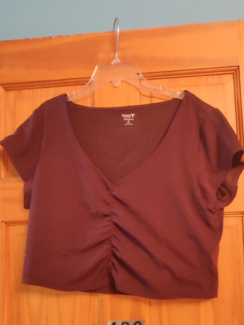 Old Navy Studiosmooth Ruched Crop Top Burgundy Size Women's XL Go Dry